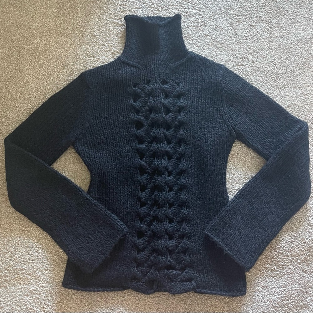 French Connection Black Knit Sweater with sexy design on front